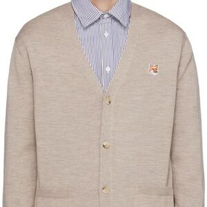 MAISON KITSUNÉ Beige Fox Head Cardigan - Medium